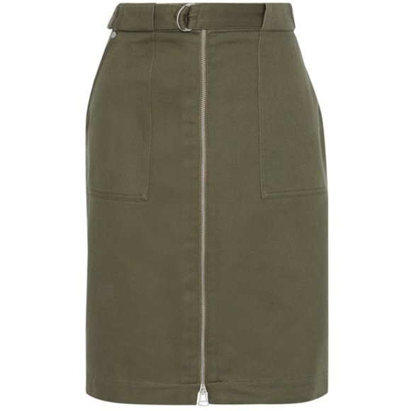 Rag & Bone Lora Olive Twill Pencil Skirt 2 New Exposed Zip Utility - Picture 5 of 11